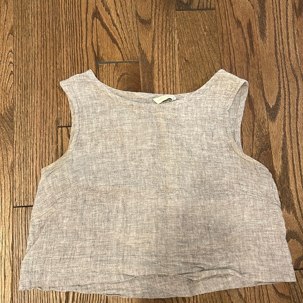 Elizabeth Suzann crop linen grey tank top